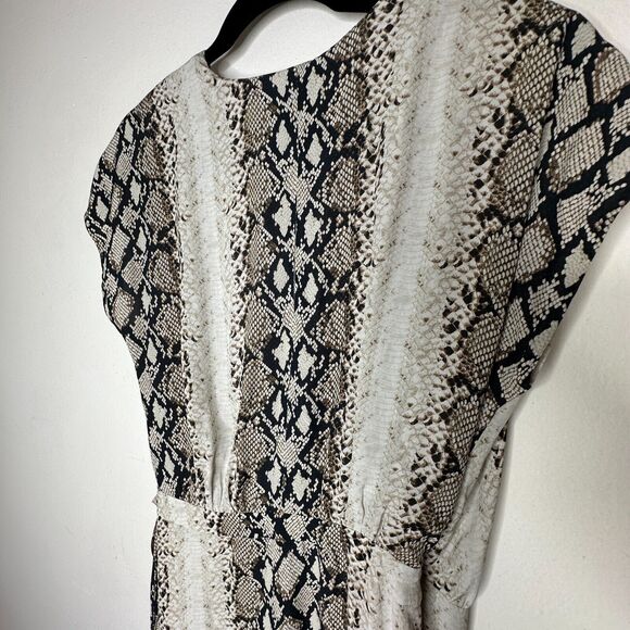 Joie Porcelain Bethwyn C Snakeskin Print Wrap Style A-Line Cap Sleeve Dress SM - Picture 12 of 16